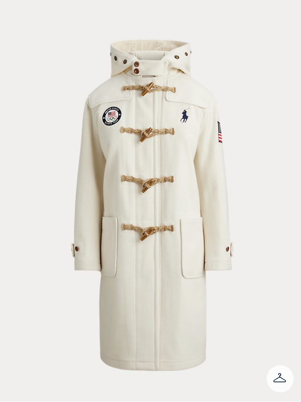 Polo by Ralph Lauren Cream Hooded Rope-Toggle Pea Coat